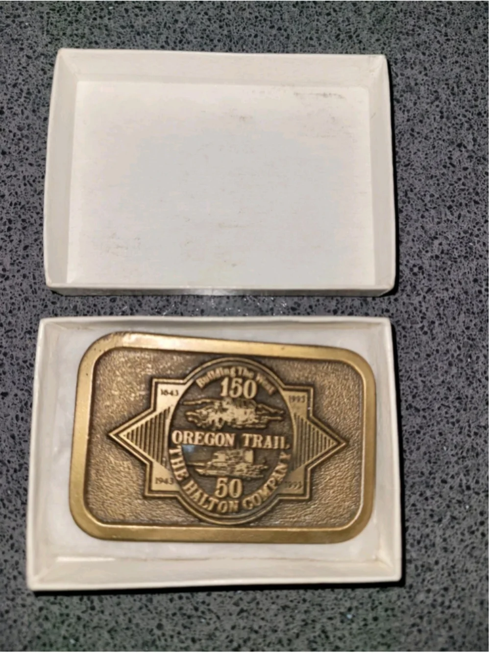 1993 Oregon Trail 150th Anniversary Belt Buckle Halton Co Limited American New